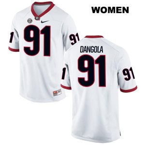Women's Georgia Bulldogs NCAA #91 Michael DAngola Nike Stitched White Authentic College Football Jersey CGE7354ZL